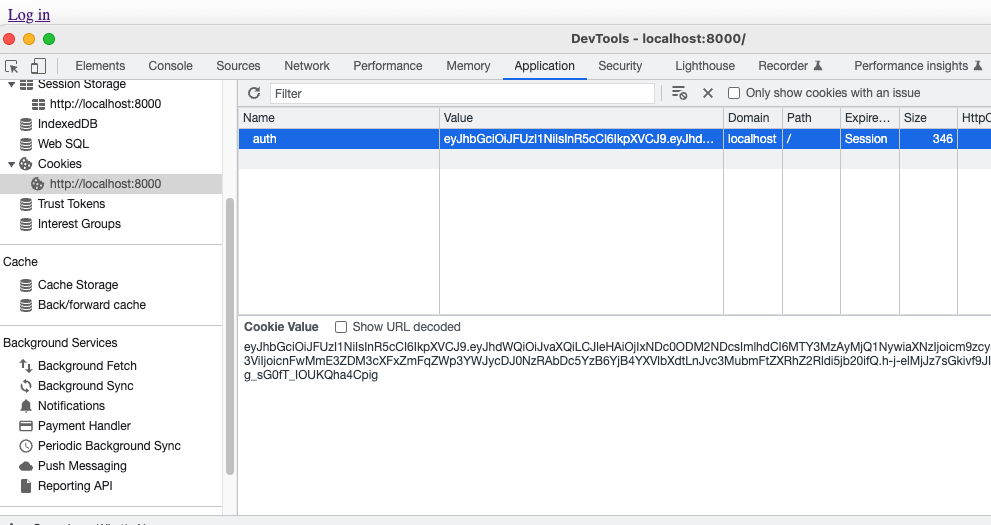 ID token cookie is set after sign in